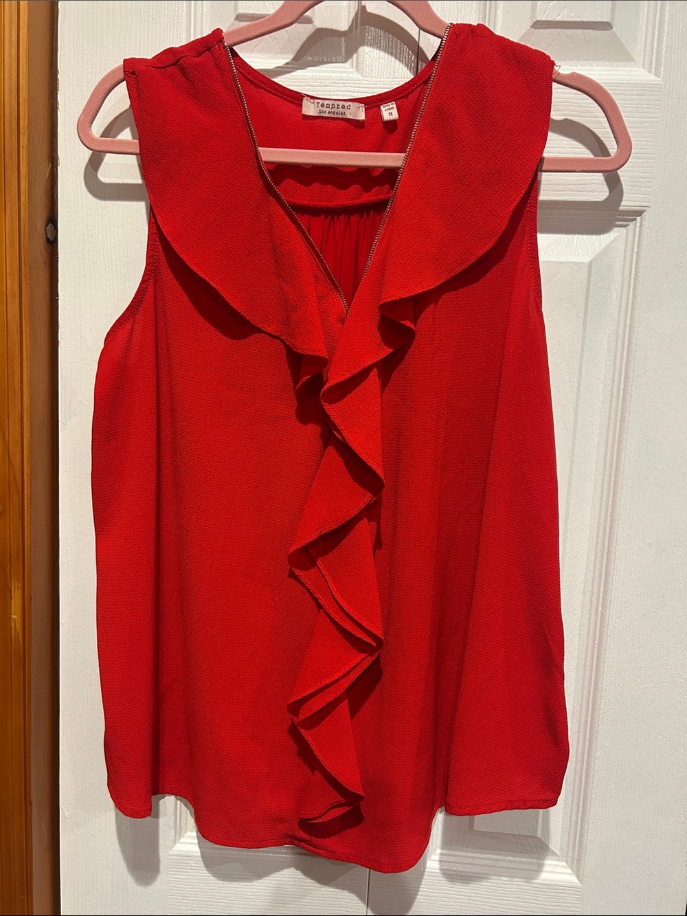 Tempted Red Ruffle V-Neck Sleeveless Camisole